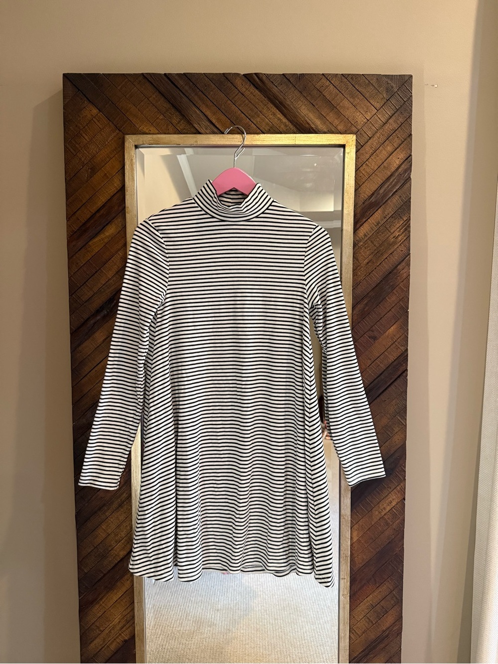 MINKPINK Girls Black & White Striped Turtleneck Dress